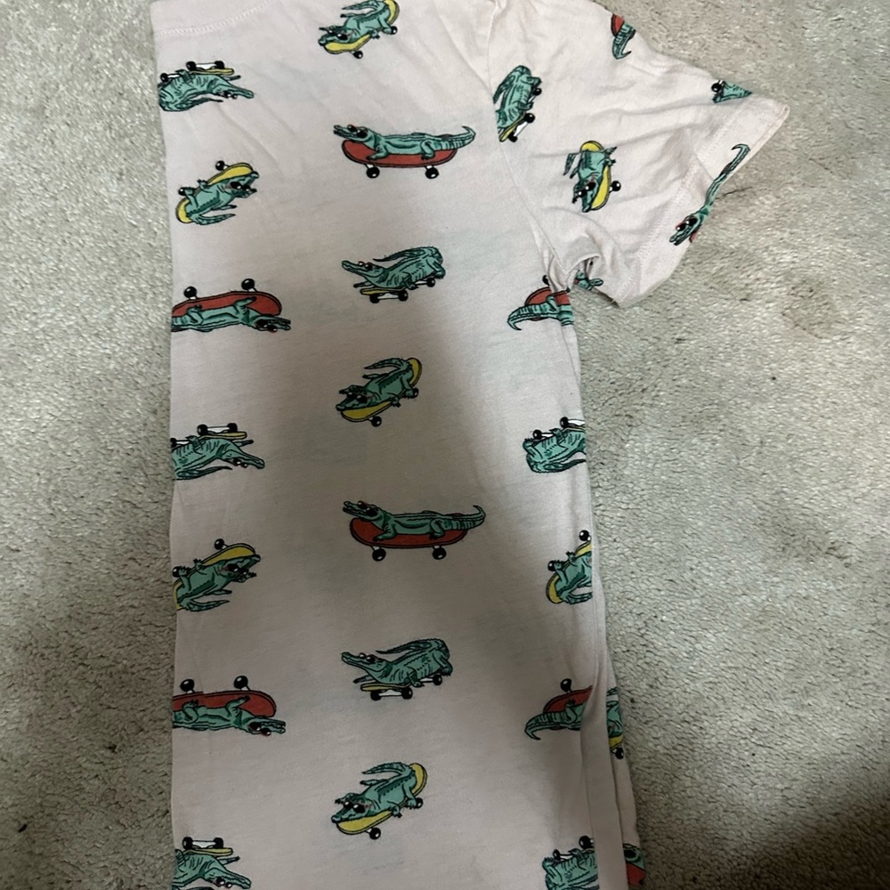 Kids Alligator Print Pajamas - White and Green
